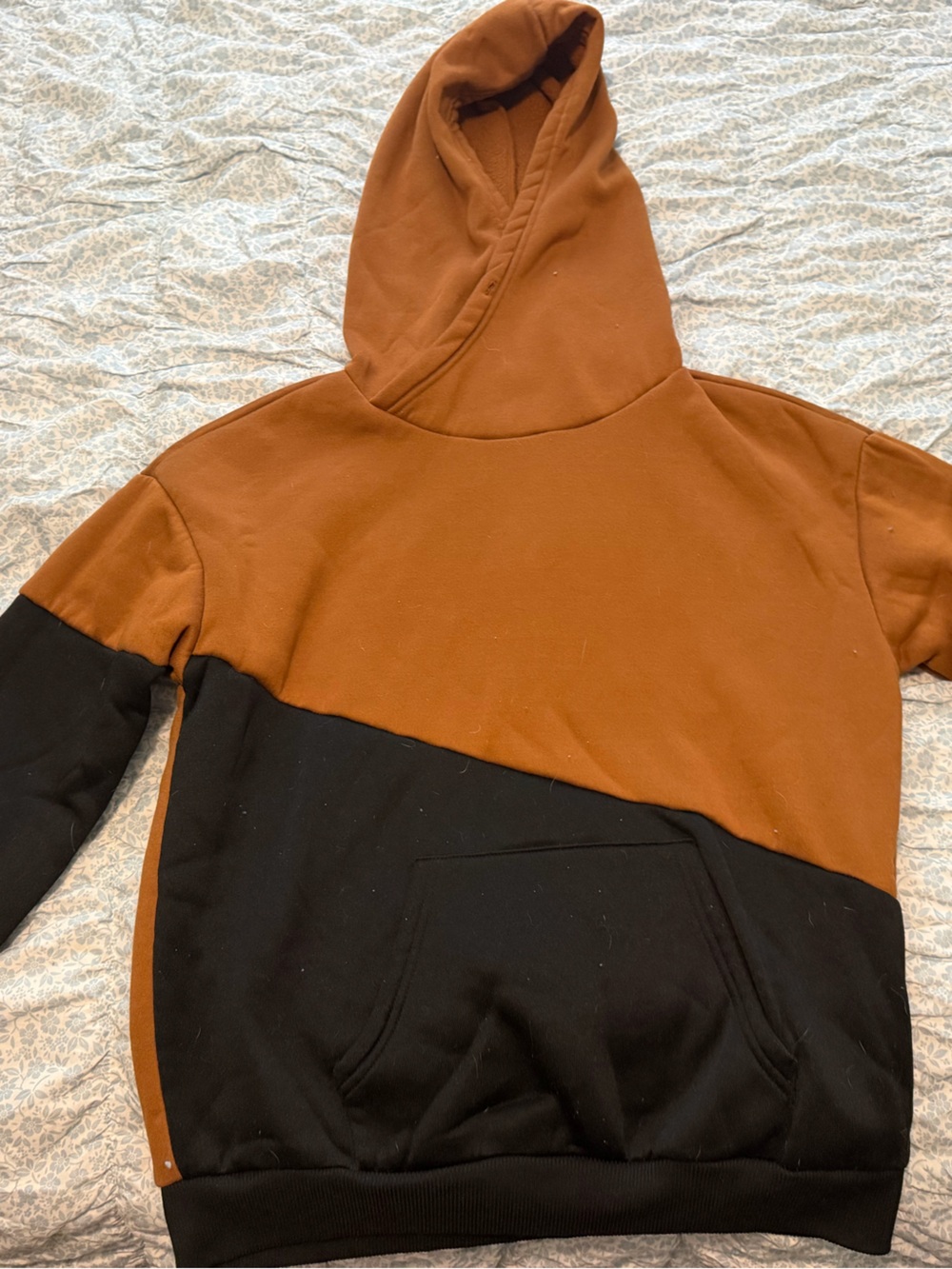 Women’s Two-Tone Brown and Black Hooded Sweater